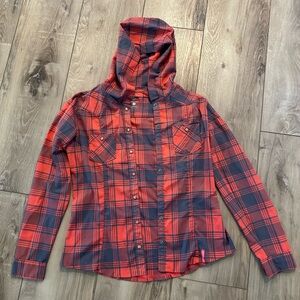 Mountain Hardwear Red and Black Plaid Button Down Shirt
